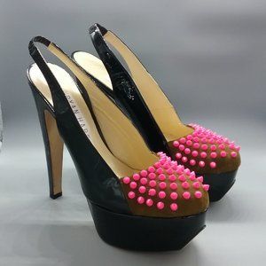 Ryan Haber Spiked Platform Slingback Pumps